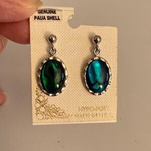 Genuine Paua Shell Silver Earrings